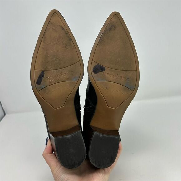 Franco Sarto Women's Black Leather Chelsea Boots Size 10M Pointed Toe Western - Picture 11 of 13
